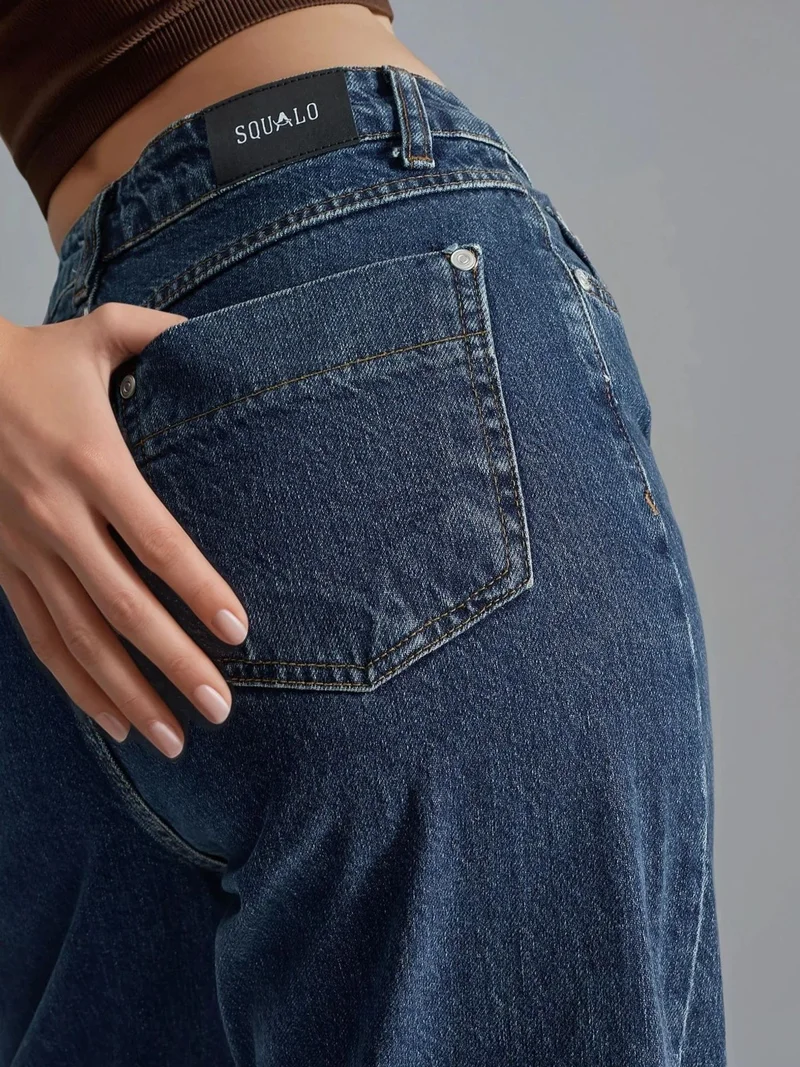 Hiccup Dark Blue Denim SQUALO Jacket and Jeans Denim Two-Piece for Women | Best Price UAE